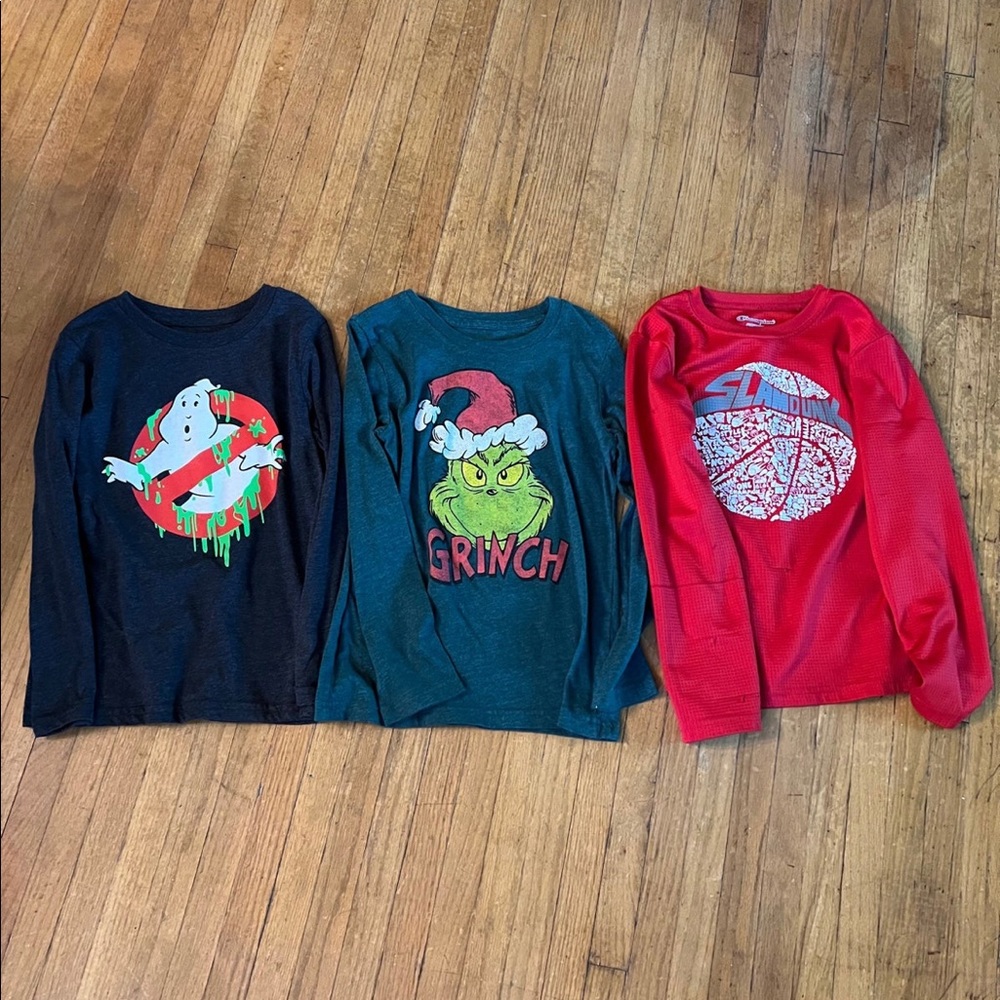 Boys long sleeve size 7 holiday Grinch Ghostbusters